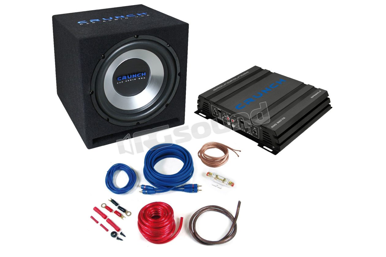 CBP500 30cm subwoofer in ported enclosure and 2-channel amplifier Groundpounder Series Crunch