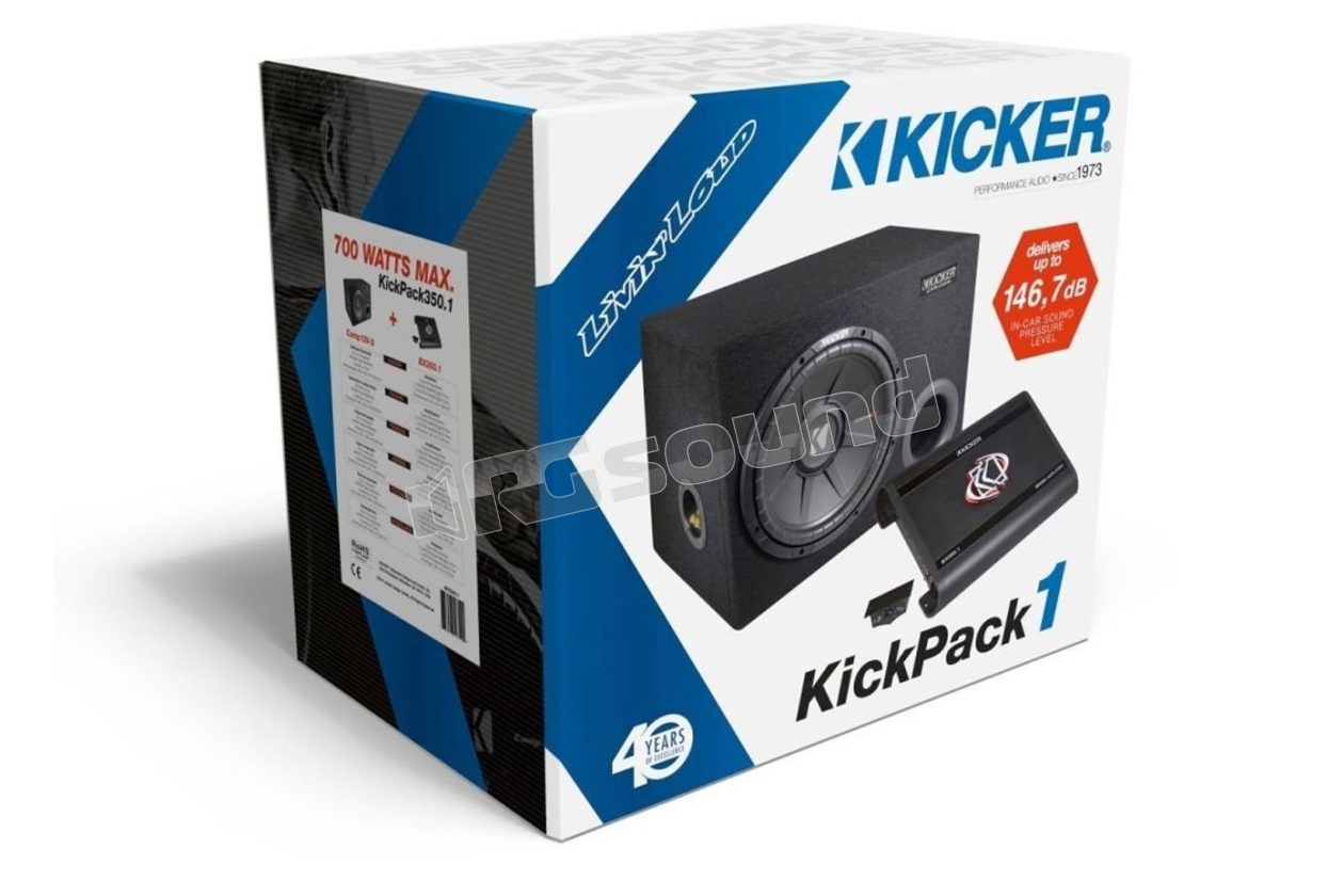 KPX350.1 30 cm sub in ported enclosure and 1-channel amplifier Kicker