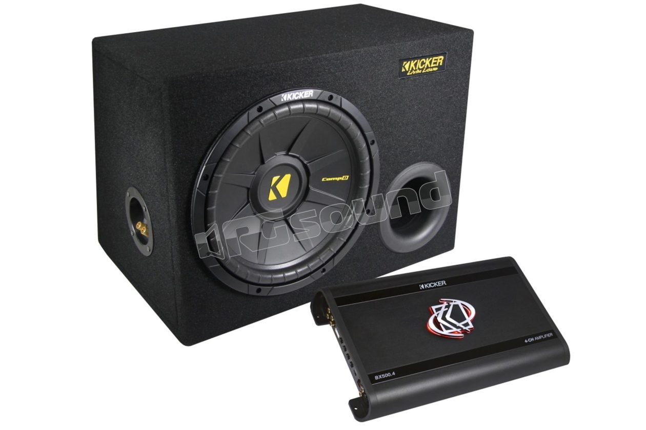 KPX500.4 30cm sub in ported enclosure and 4-channel amplifier Kicker