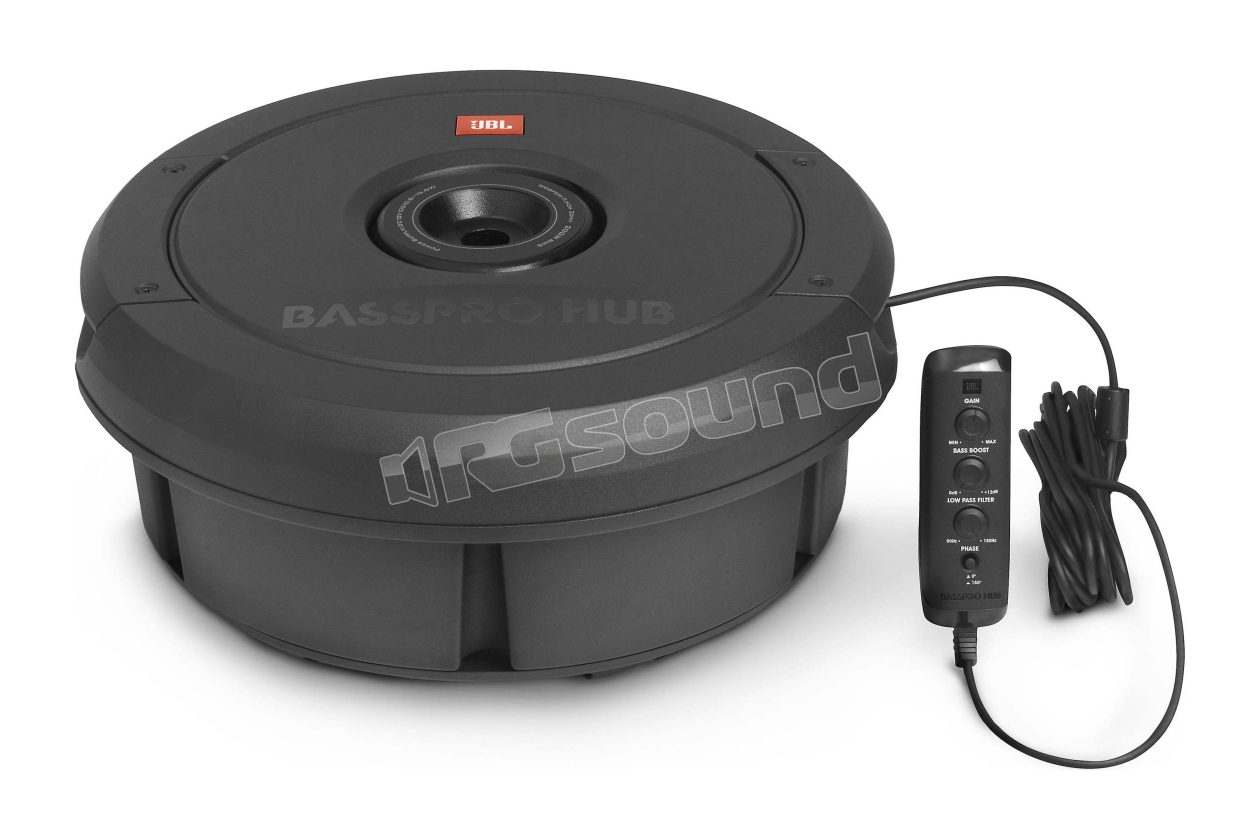 BASSPRO HUB 28cm subwoofer with 200 Watt amplifier, designed for the spare wheel well JBL