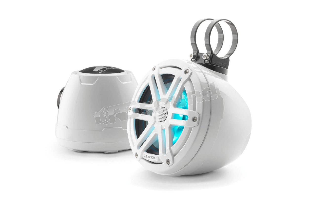 M3-650VEX-Gw-S-Gw-i altoparlanti coassiali M6 da 165mm (6,5'') con illuminazione LED, box e griglia sportiva finitura bianco lucido JL Audio