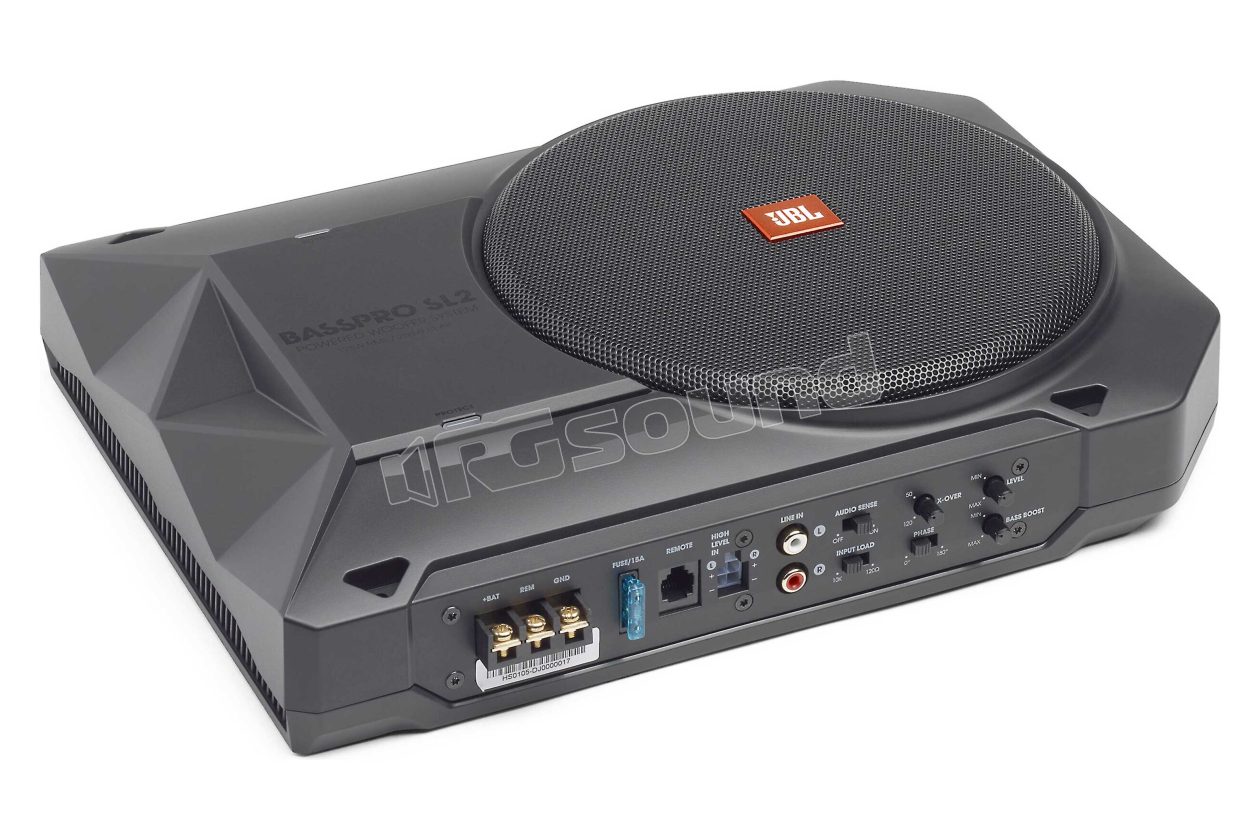 BASSPRO SL2 ultra-slim powered 20cm sub, ideal for under-seat space, 125 Watt power JBL