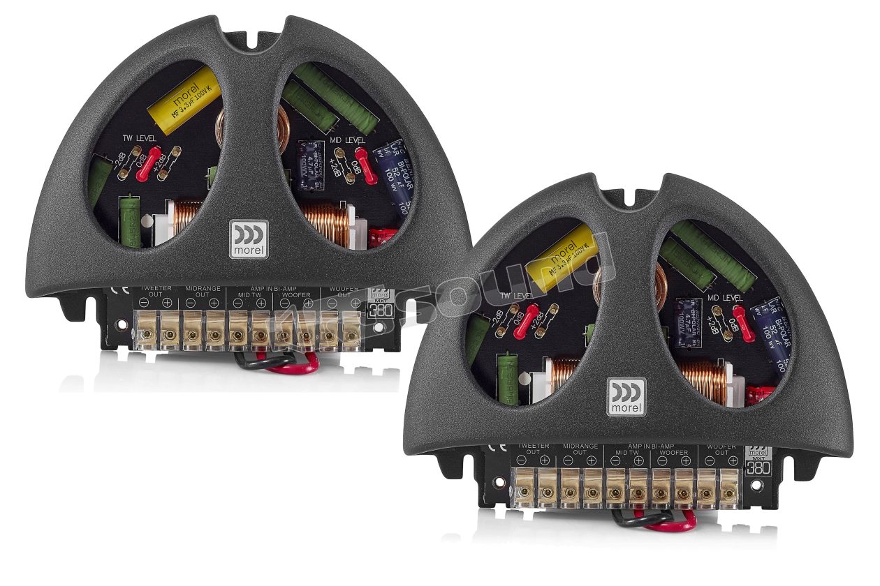 MXT380C pair of 3-way crossovers with tweeter and midrange attenuation Morel
