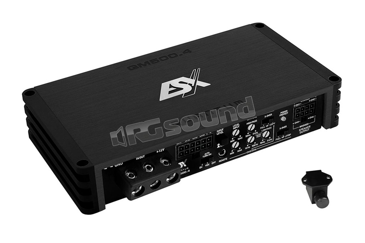 QM500.4 Amplificatore compatto in Classe D, ingressi alto livello e accensione automatica ESX