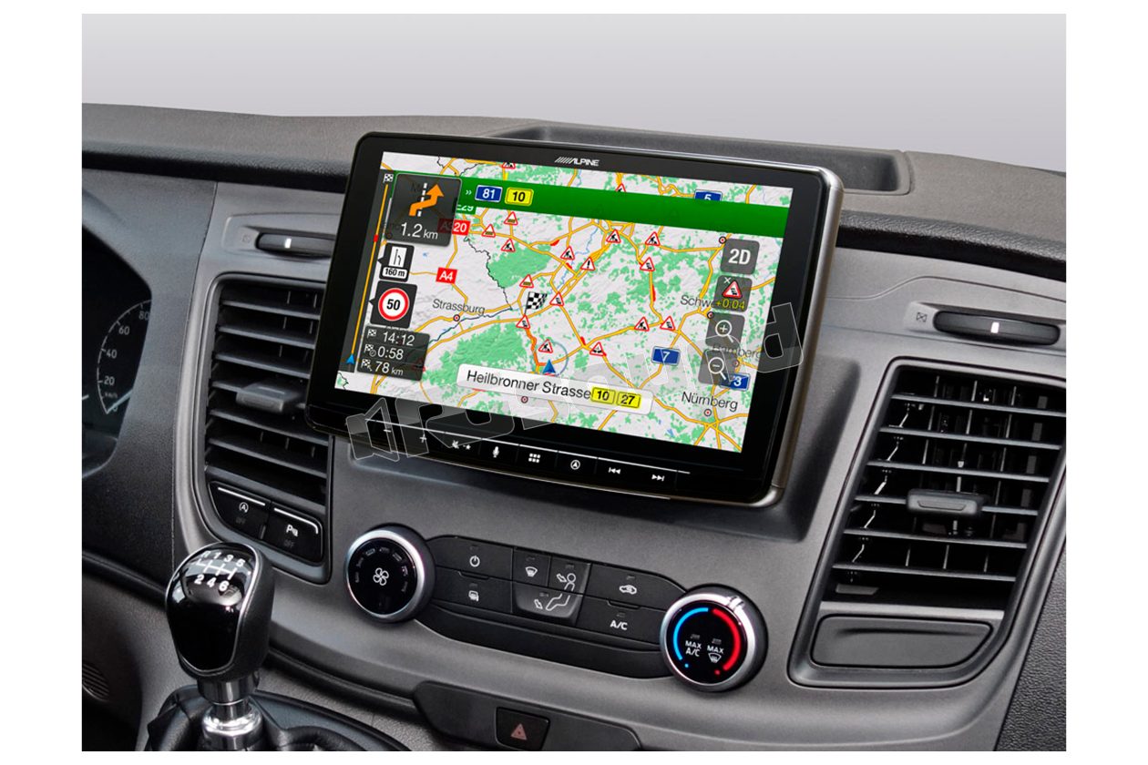 INE-F904TRA Monitor 9" per Ford Transit Custom + Navigazione per Camper Alpine