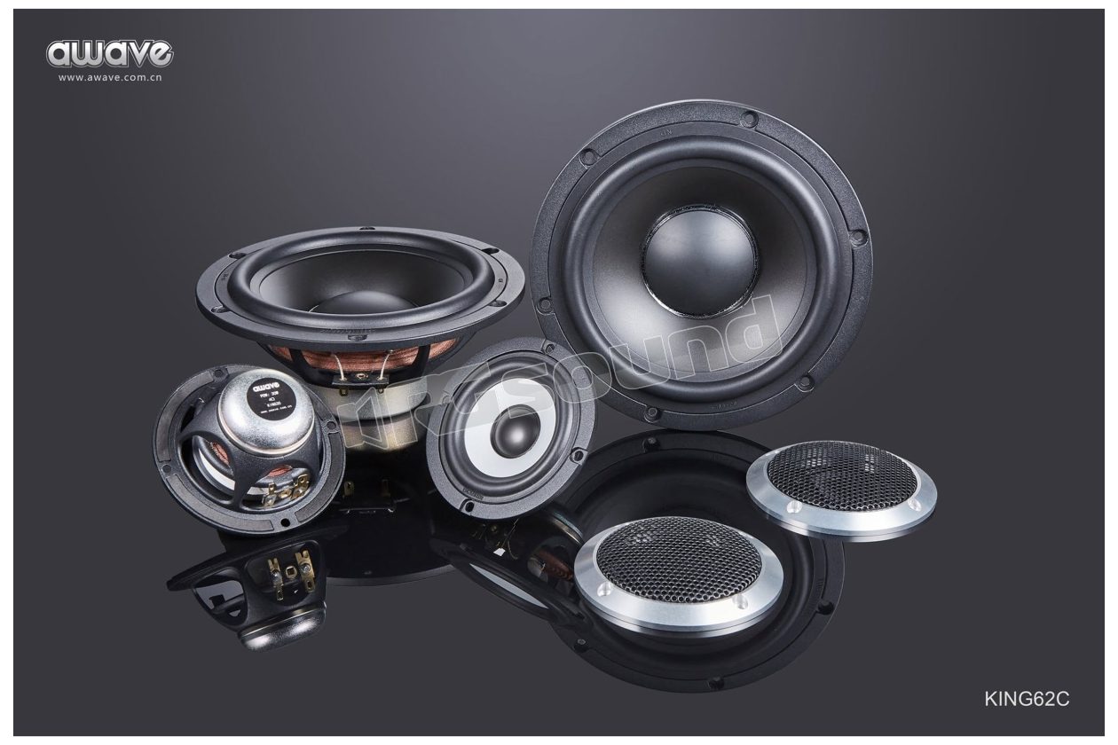 KING 62C 2-way active system with 165mm woofer and 87mm midrange with grilles Awave