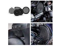 TMS65 165mm coaxial speakers with dedicated Harley grilles Rockford Fosgate