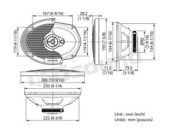 KFC-S6976EX 6x9'' 3-way elliptical coaxial speakers with protective grilles Kenwood