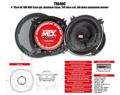 TX6 40C 100mm 2-way coaxial speaker 4Ohm 70W RMS with grilles MTX audio
