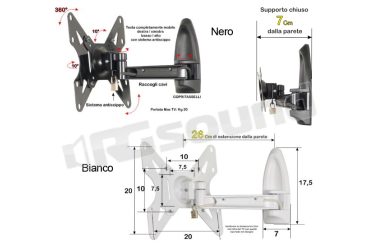 AL16 supporto da parete per TV LCD, TV LED Prandini
