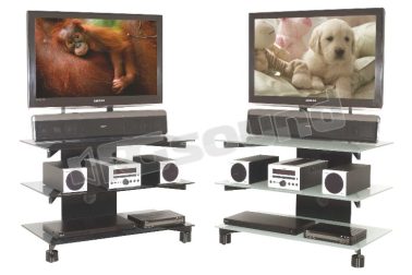 2041 mobile porta plasma, led o lcd - colore nero con vetri satinati o fumè Prandini