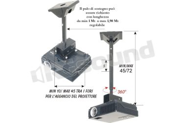 520P Palo mt. 1,90 appendi proiettore da soffitto Prandini