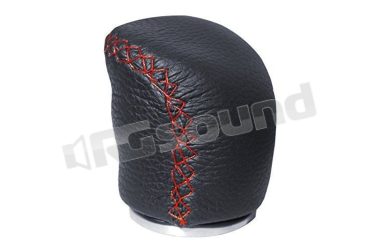 65310428/CR Pomello pelle nera liscia cucitura rossa Simoni Racing