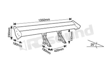 SPA/3 alettone ad ala doppia, lunghezza 135 cm  Simoni Racing