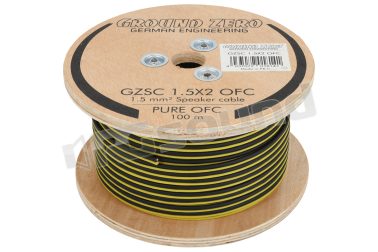 GZSC 1.5X2 OFC cavo 2x 1,5mm² per altoparlanti - nero e giallo, bobina 100 metri Ground Zero