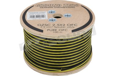 GZSC 2.5X2 OFC cavo 2x 2,5mm² per altoparlanti - nero e giallo, bobina 100 metri Ground Zero