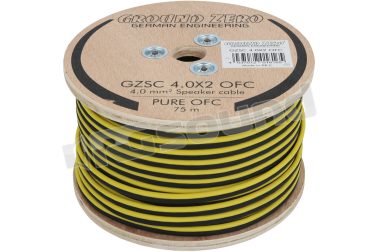 GZSC 4.0X2 OFC cavo 2x 4mm² per altoparlanti - nero e giallo, bobina 75 metri Ground Zero