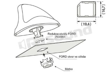 7131051 riduttore per installazione antenna Shark II - Ford dal 2011 Calearo