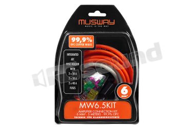 MW6.5KIT Kit di connessione amplificatore da 6 mm2 realizzato in rame pieno - 5 metri  MUSWAY