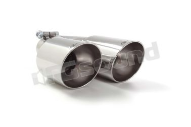 59.0015.57 terminale sinistro inox rotondo 2x80 mm sfalsato con tubo di entrata 50 mm, lunghezza 225-240 mm Ragazzon