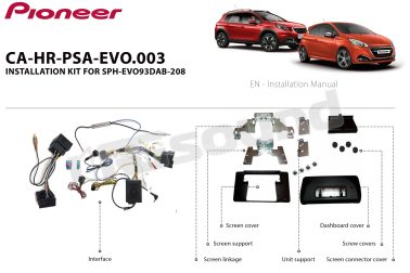 CA-HR-PSA-EVO.003 kit 2 Din e interfaccia comandi al volante per Peugeot 208 / 2008 Pioneer