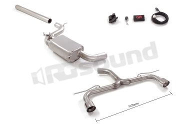 50.1061.61 Tubo anteriore senza silenziatore + Centrale + Tubo posteriore inox sdoppiato con terminali rotondi per Volkswagen Ragazzon