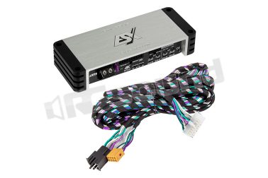 QM-FOUR-PP mini amplificatore digitale 4 canali + cablaggio Power Quadlock (5 m) ESX