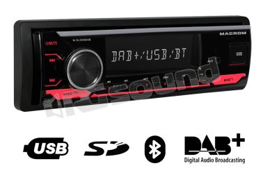 M-DL3300DAB radio 1 Din con Bluetooth, USB, SD e DAB+ con antenna inclusa Macrom