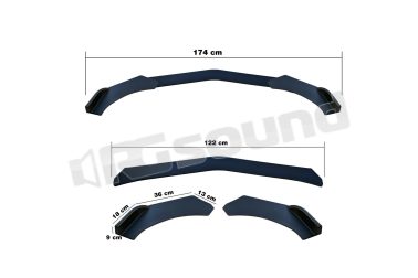 UB lip splitter universale in plastica ABS nera da verniciare 3 pezzi Simoni Racing