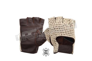 GV4L Guanti Vintage marroni con rete senza dita tg.L Simoni Racing
