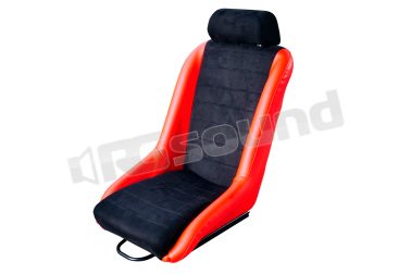 SRSV/R sedile vintage in velluto nero e pelle rossa Simoni Racing