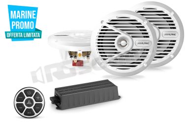 PROMO Package Marine JL Audio / Alpine kit composto da 4 altoparlanti, amplificatore e controllo remoto Bluetooth RG Sound