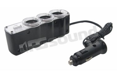 05210 Presa multipla con 3 prese accendisigari + USB Phonocar